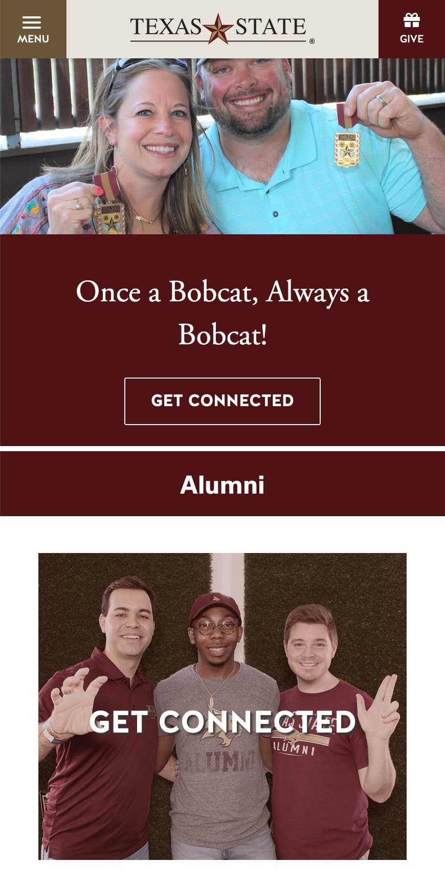 Texas State Homepage Mobile 1